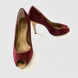 Guess Marciano Suede Peeptoe Heels